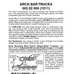 Micro Trains 003 02 000 N Archbar Trucks Less Couplers 1 Pair