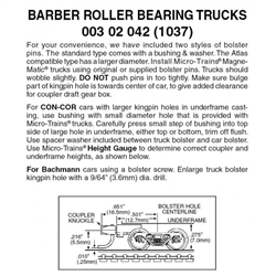 Micro Trains 003 02 042 N Barber Roller Bearing Trucks With Medium Extended Couplers 1 Pair