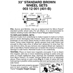 Micro Trains 003 12 001 N 33" Standard Wheelsets (Nonmagnetic) Brown Axles Pkg(48)