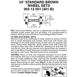 Micro Trains 003 12 001 N 33" Standard Wheelsets (Nonmagnetic) Brown Axles Pkg(48)