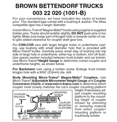 Micro Trains 003 22 020 Bettendorf Trucks Nonmagnetic Less Couplers (Brown) 1 Pair