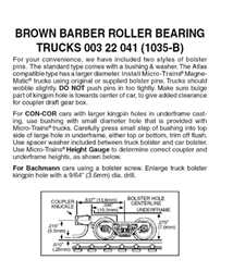 Micro-Trains 322041 N Brown Barber Roller Bearing Trucks W/ Short Extension Magne-Matic Couplers ASSEMBLED 1 Pair