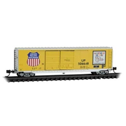 Micro Trains 037 00 170 N 50' Double-Door Boxcar No Roofwalk Union Pacific #506648 Armour Yellow Automated Railway Logo
