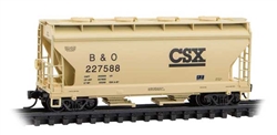 Micro Trains 092 00 640  N ACF 39' 2-Bay Center-Flow Covered Hopper Round Hatches CSX B&O #227588