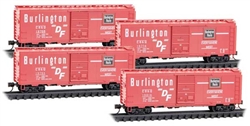 Micro Trains 983 00 240 N 40' Single-Door Boxcar 4-Pack Chicago Burlington & Quincy #19759 19774 19793 19816