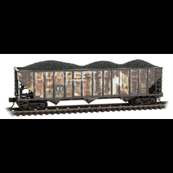 Micro Trains 983 105 112 N 100-Ton 3-Bay Open Hopper Rib Sides w/Coal Load 2-Pack Set WLE #3526 #50736 Weathered