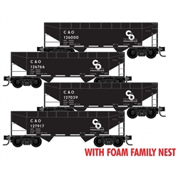 Micro Trains 993 00 224 N 33' 2-Bay Offset-Side Hopper 4-Pack Foam Nest Chesapeake & Ohio