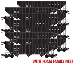 Micro Trains 993 00 826 N 100-Ton 3-Bay Ribside Open Hopper w/Coal Load 8-Pack Foam Nest BNSF Railway