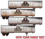 Micro Trains 993 02 224 N 45' Van Trailer 4-Pack Foam Nest Assembled Southern Pacific #250115, 250066, 250070, 250082 Weathered