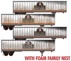 Micro Trains 993 02 224 N 45' Van Trailer 4-Pack Foam Nest Assembled Southern Pacific #250115, 250066, 250070, 250082 Weathered