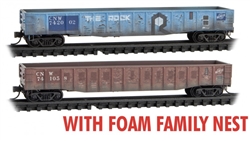 Micro Trains 993 05 016 N Gondola 15 Panel Fishbelly Chicago & North Western 2-Pack Weathered Foam