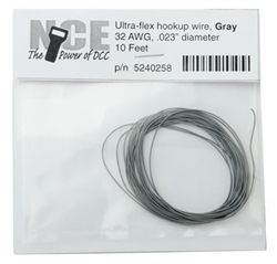 NCE 258 Ultraflex Hook-Up 32AWG .023 Diameter Wire Gray 10'