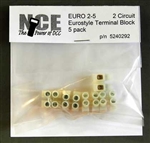 NCE 292 2-Circuit Eurostyle Terminal Strips For 14-24 AWG Wire Pkg 5