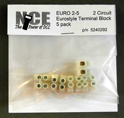 NCE 292 2-Circuit Eurostyle Terminal Strips For 14-24 AWG Wire Pkg 5