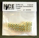 NCE 293 3-Circuit Eurostyle Terminal Strips For 14-24 AWG Wire Pkg 5