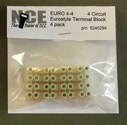 NCE 294 4-Circuit Eurostyle Terminal Strips For 14-24 AWG Wire Pkg 4