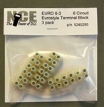 NCE 295 6-Circuit Eurostyle Terminal Strips For 14-24 AWG Wire Pkg 3