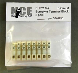 NCE 296 8-Circuit Eurostyle Terminal Strips For 14-24 AWG Wire Pkg 2