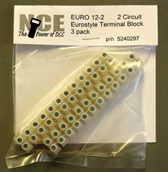 NCE 297 12-Circuit Eurostyle Terminal Strips For 14-24 AWG Wire Pkg 2