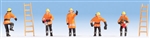 Noch 15022 HO Firefighters w/Ladders 5 Figures Orange Coats & 2 Ladders