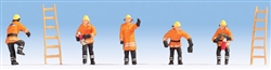 Noch 15022 HO Firefighters w/Ladders 5 Figures Orange Coats & 2 Ladders