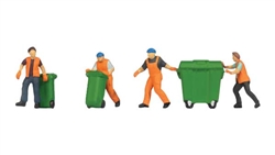 Noch 15027 HO Garbage/Refuse Collectors 4 Figures 3 Bins