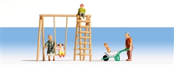 Noch 15589 HO Grandparents and Grandchildren with Accessories 5 Figures; Swing Set, Wheelbarrow