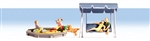 Noch 15590 HO Parents & Children w/Accessories 4 People 1 Dog Sandbox Swing Seat
