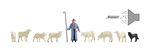 Noch 15748 HO Sheep and Shepherd 1 Shepherd, 1 Dog, 7 Sheep