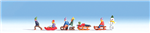 Noch 15819 HO Children in the Snow 6 Kids 4 Sleds & Snowman