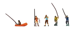 Noch 15891 HO Fishermen Anglers 5 Figures & Rubber Boat