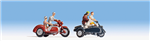 Noch 15905 HO Motorcyclists/Motorbikers 4 People & 2 Bikes w/Sidecars Set #2