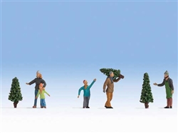 Noch 15927 HO Christmas Tree Lot Figures 5 People 3 Trees