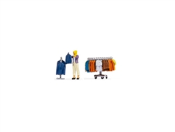 Noch 16509 HO Dress Shopping Tiny Scenes Figure and 3 Clothes Racks