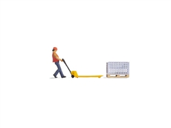 Noch 16525 HO Warehouse Work #1 Tiny Scenes Figure Pallet Jack and Pallet/Crate