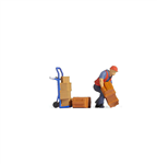 Noch 16526 HO Warehouse Work #2 Tiny Scenes Figure Dolly and Crates