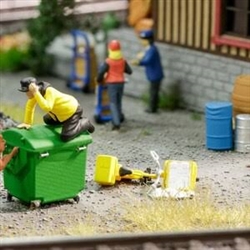 Noch 16610 HO Beware of Dog Funny Scene Dog After Man on Dumpster