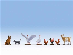 Noch 17903 O 17903 Farm Animals 2 geese 3 Chickens 1 Each: Goat Dog Cat