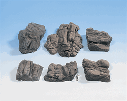 Noch 58452 HO Molded Foam Rock Pieces Sandstone Pkg 6