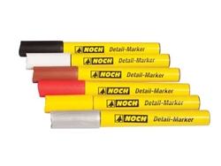 Noch 61155 Acrylic Paint Detail Markers 1 Each: Black, White, Brown, Red, Yellow, Silver