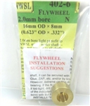 NWSL 402-6 N Brass Flywheel For 2.0mm Shaft 16mm Outside Diameter x 9mm Length