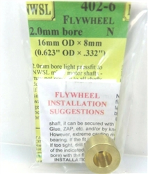 NWSL 402-6 N Brass Flywheel For 2.0mm Shaft 16mm Outside Diameter x 9mm Length