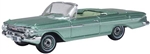 Oxford 87CI61007 HO 1961 Chevy Impala Convertible Assembled Top Down Arbor Green