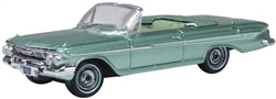 Oxford 87CI61007 HO 1961 Chevy Impala Convertible Assembled Top Down Arbor Green