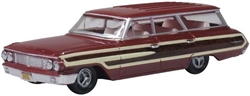 Oxford 87FC64003 HO 1964 Ford Country Sedan Station Wagon Assembled Vintage Burgundy Wood Panel