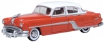 Oxford 87PC54004 HO 1954 Pontiac Chieftain 4-Door Sedan Assembled Coral Red Winter White
