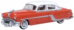 Oxford 87PC54004 HO 1954 Pontiac Chieftain 4-Door Sedan Assembled Coral Red Winter White