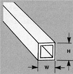 Plastruct 90241 Acrylic Tubing-Square 1/8 x 15" Long Pkg 5