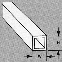 Plastruct 90241 Acrylic Tubing-Square 1/8 x 15" Long Pkg 5