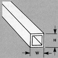 Plastruct 90242 Acrylic Tubing-Square 3/16 x 15" Long Pkg 5
